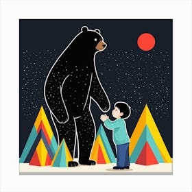 Bear And Little Boy Canvas Print