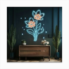 Neon Flowers Canvas Print