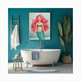 Amber Pink Haired Mermaid Bathroom Art Print Illus 8s3egsges4mggky72nbjcw Paz39uhvqgqsrq4ltobycw Canvas Print