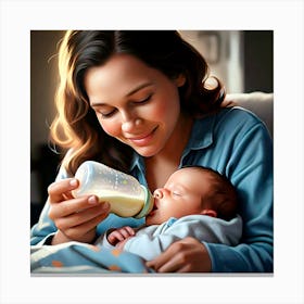 Mother Feeding Baby Canvas Print