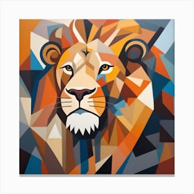 A Cubist Inspired Portrait Of A Lion Canvas Print