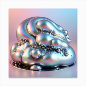 High-resolution blob with an amorphous shape with smooth curves highlight silver color Canvas Print