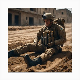Soldier In The Sand Canvas Print