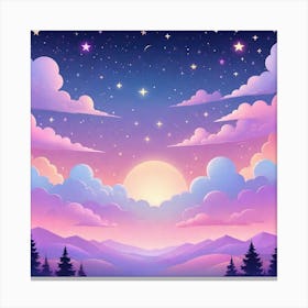 Sky With Twinkling Stars In Pastel Colors Square Composition 114 Canvas Print