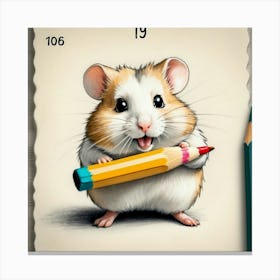 Hamster With Pencil 1 Canvas Print