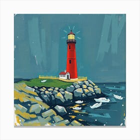 Lighthouse At Night 6 Canvas Print