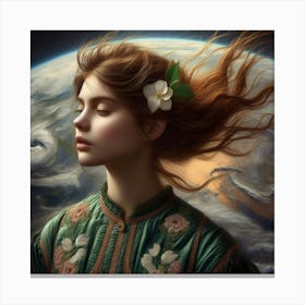 Girl With Flowers 1 Canvas Print