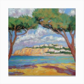 Cypress Trees On The Beach Canvas Print