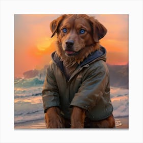 Dog On The Beach Canvas Print