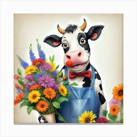 Cow With Flowers 20 Canvas Print