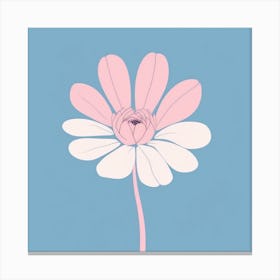 A White And Pink Flower In Minimalist Style Square Composition 637 Canvas Print