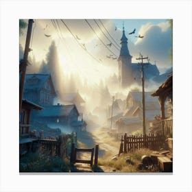 Village In The Fog Canvas Print