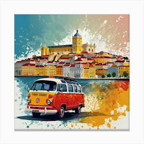 Vw Bus In Portugal Canvas Print
