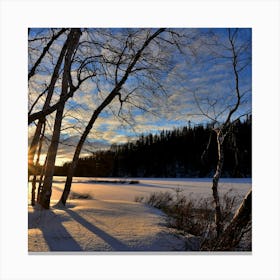 Sunrise Over A Frozen Lake Canvas Print