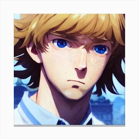 Anime Character With Blue Eyes Hyper-Realistic Anime Portraits Canvas Print