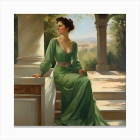 Lady In Green Canvas Print