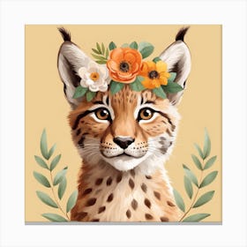 Floral Baby Lynx Nursery Illustration (18) Canvas Print