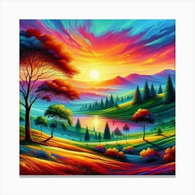 Colorful Landscape Painting Canvas Print