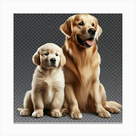 Golden Retriever And Puppy Canvas Print