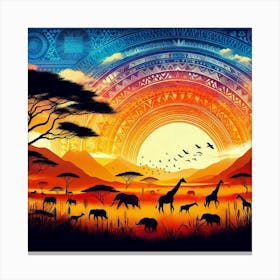 African Sunset Concept Canvas Print