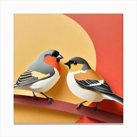 Firefly A Modern Illustration Of 2 Beautiful Sparrows Together In Neutral Colors Of Taupe, Gray, Tan (82) Canvas Print