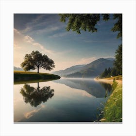 Sunrise Over The Lake 2 Canvas Print