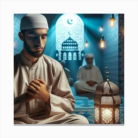 Muslim Man Prayingلمشاعر الروحانية في رمضان 1 Canvas Print