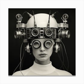 Girl With Cameras On Her Head Canvas Print