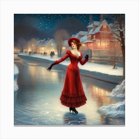 Lady On The Ice Canvas Print