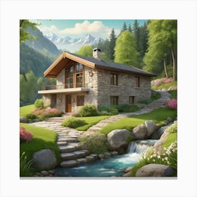 House In The Mountains 10 Canvas Print