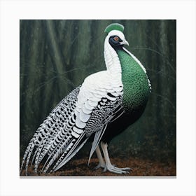 Ohara Koson Inspired Bird Painting Pheasant 3 Square Canvas Print