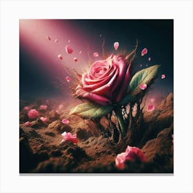 Pink Rose In The Desert Canvas Print