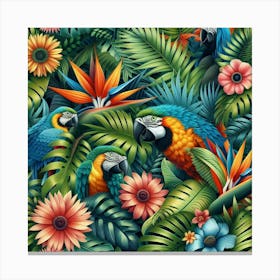 Tropical Parrots Canvas Print