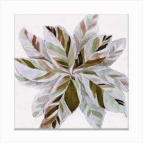 Green brown leaves flower watercolor Canvas Print