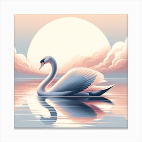 Swan In The Water Canvas Print