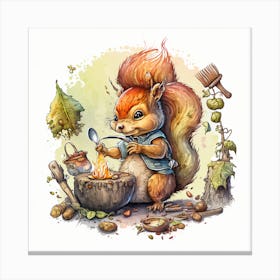 Squirrel Cooking Canvas Print