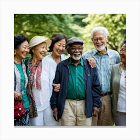 Happy Seniors In The Park 1 Canvas Print