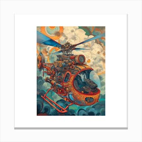 Steampunk Retro Helicopter 1 Canvas Print