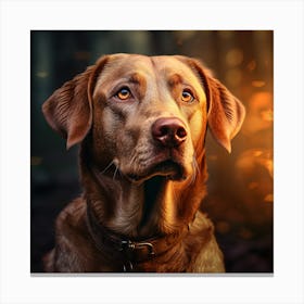 Golden Retriever Dog In The Forest Canvas Print