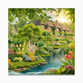 A Stunning Illustration Of A Lush Green Spring Lan Soc 4zqlsaoovi Ndqsuka Vlyrqmzktu Lkqnqzrbboa Canvas Print