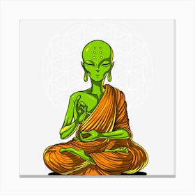 Alien Buddha Meditation Yoga UFO Canvas Print