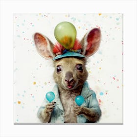 Kangaroo With Balloons 2 Canvas Print