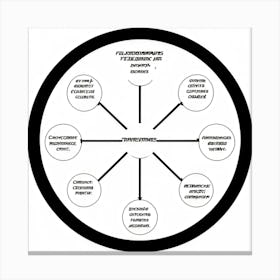 Black Mark On A White Circular Flowchart Graphic Illustration Hand Drawn In Black Ink Representin (3) Canvas Print