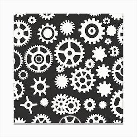 White Gears On A Black Background Canvas Print