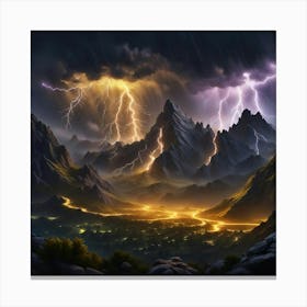 Lightning In The Mountains Canvas Print