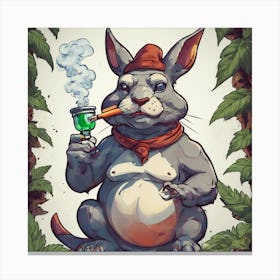 Rabbit Smoking A Pipe Canvas Print