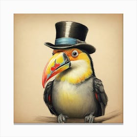 Toucan In Top Hat Canvas Print