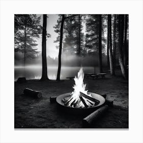 Campfire In The Woods 7 Canvas Print