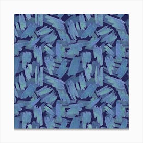 Blue Geometric Strokes Pattern Canvas Print