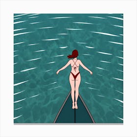 Woman In Bikini On Surfboard 4 Canvas Print